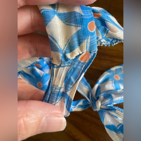 Lilly Pulitzer Dexter Dress Blue Starfruit Ruffle Halter Silk Blend Size 14 Read - Picture 13 of 15